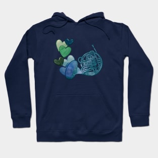 Blue French Horn Love Hoodie